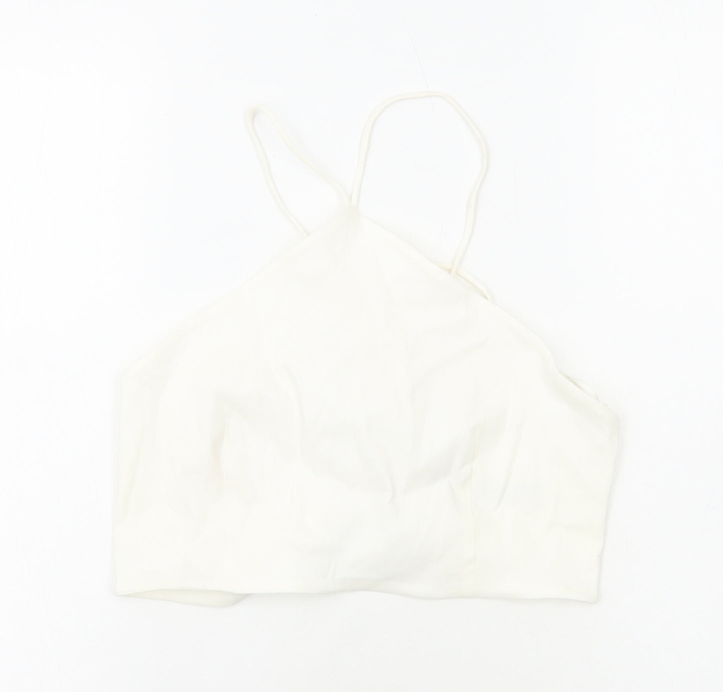 Zara Womens White Cotton Cropped Tank Size M Halter