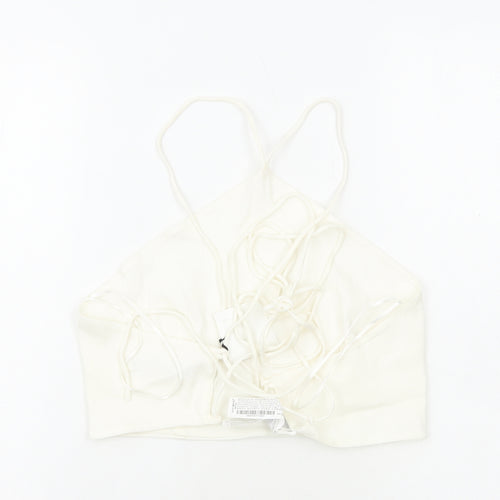 Zara Womens White Cotton Cropped Tank Size M Halter