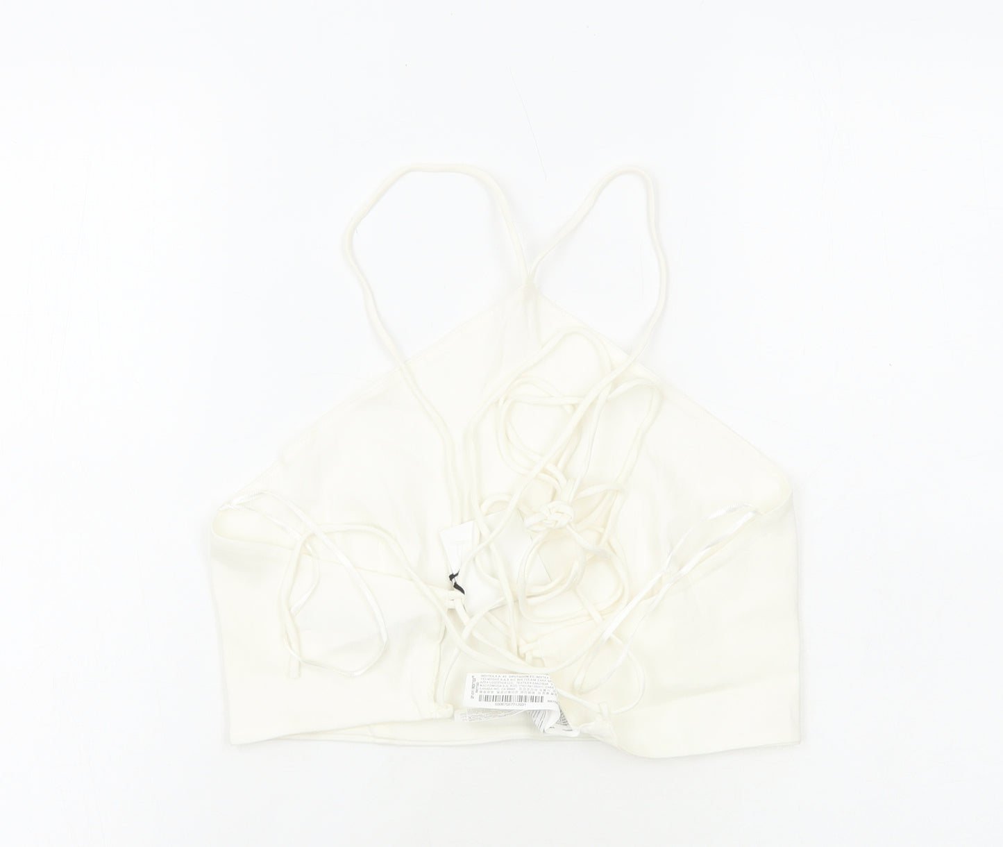 Zara Womens White Cotton Cropped Tank Size M Halter