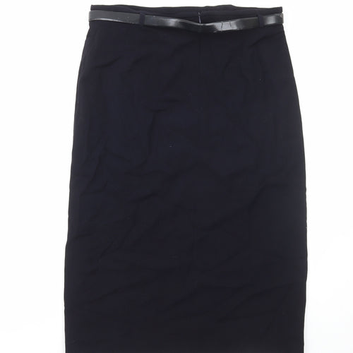 ara Womens Black Viscose Straight & Pencil Skirt Size 18 Zip - Belted
