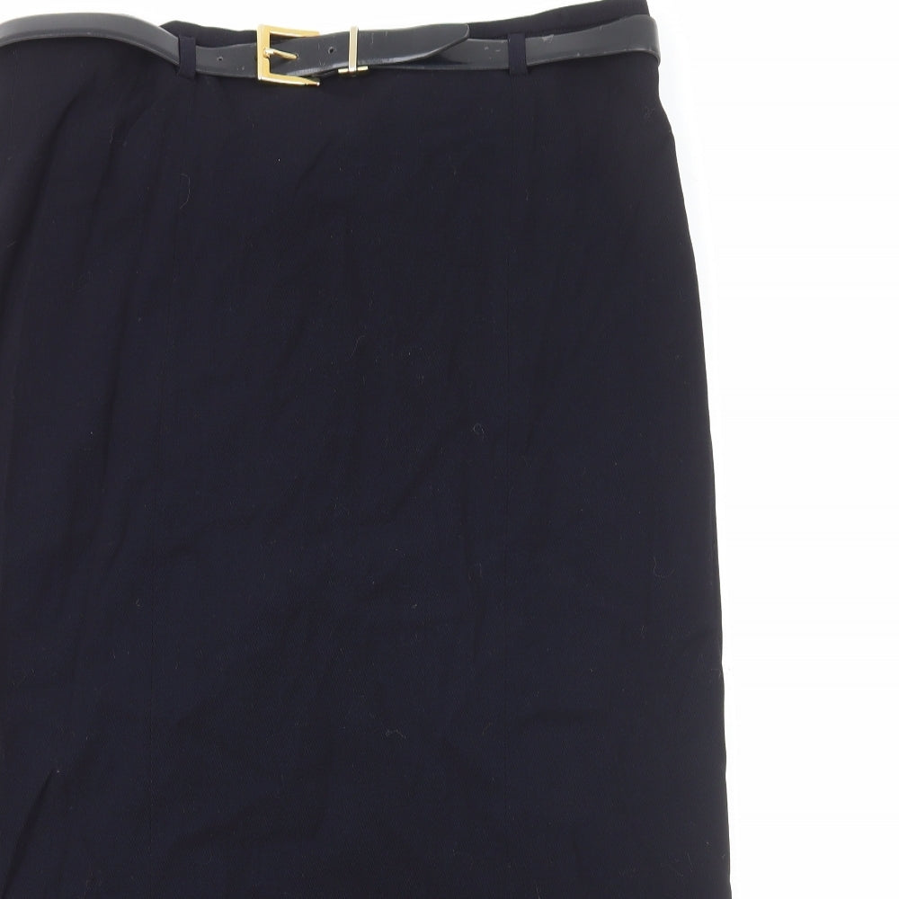 ara Womens Black Viscose Straight & Pencil Skirt Size 18 Zip - Belted