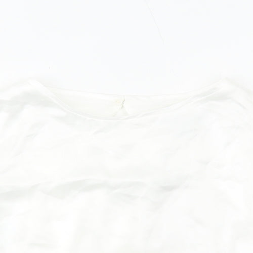 Zara Womens White Polyester Cropped Blouse Size S Round Neck
