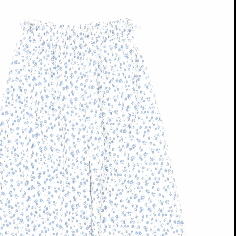 Zara Girls Blue Floral Cotton Harem Trousers Size 3-4 Years Regular Pullover