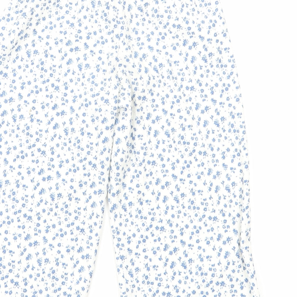 Zara Girls Blue Floral Cotton Harem Trousers Size 3-4 Years Regular Pullover