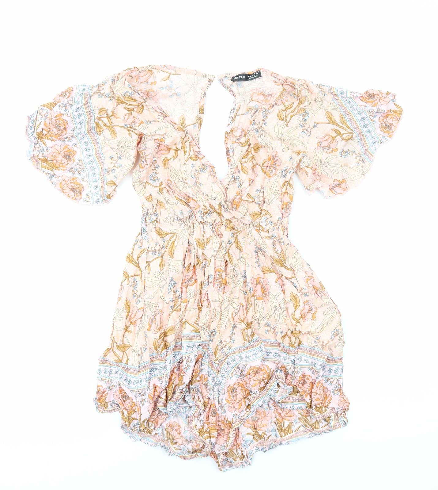 SheIn Womens Multicoloured Geometric Viscose Playsuit One-Piece Size M Pullover