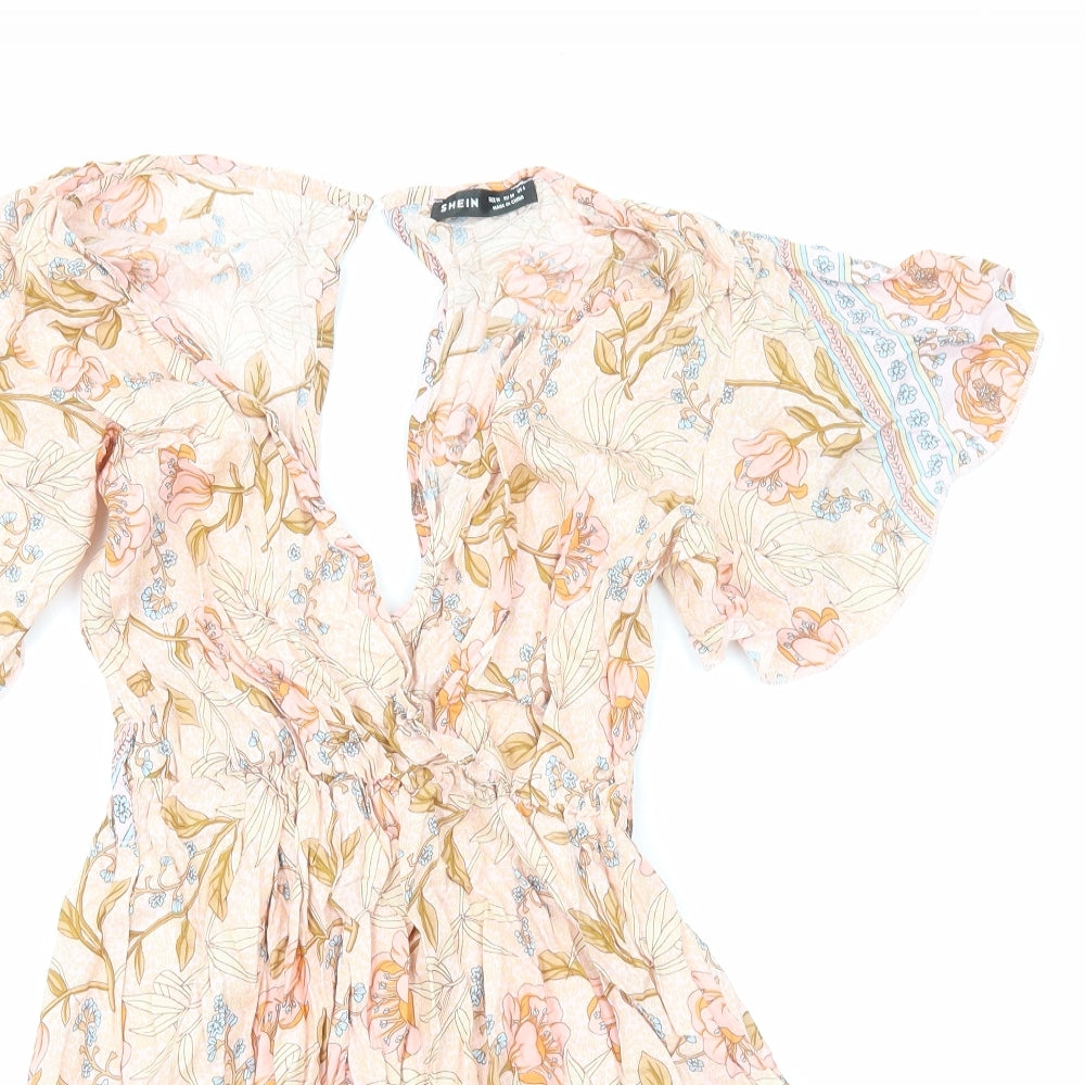 SheIn Womens Multicoloured Geometric Viscose Playsuit One-Piece Size M Pullover