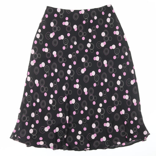Premier Collection Womens Black Geometric Polyester Flare Skirt Size 10