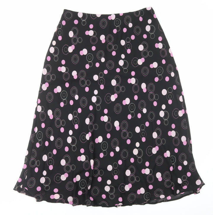 Premier Collection Womens Black Geometric Polyester Flare Skirt Size 10