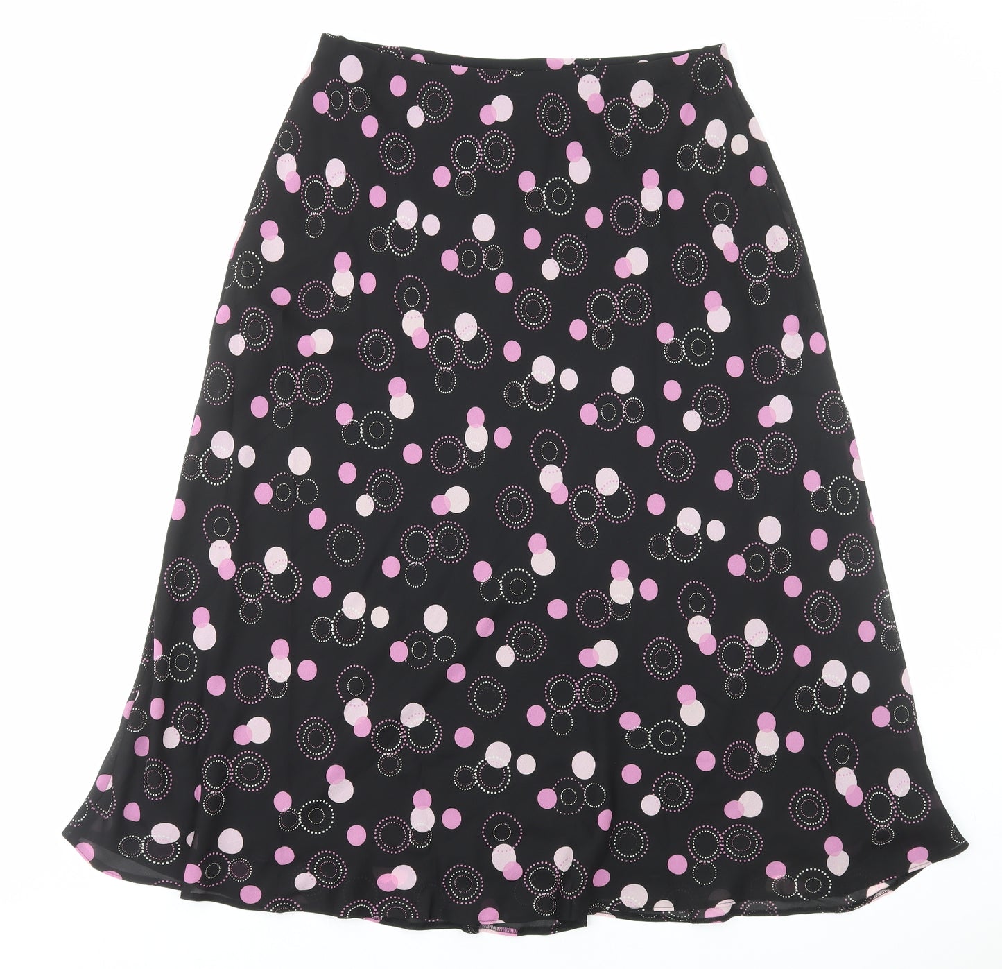 Premier Collection Womens Black Geometric Polyester Flare Skirt Size 10