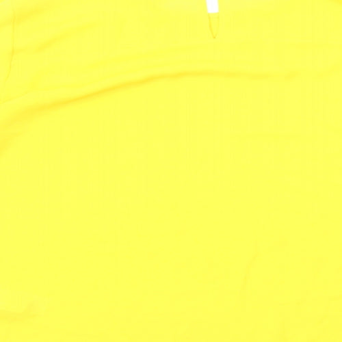 Marks and Spencer Womens Yellow Polyester Basic Blouse Size 8 Round Neck