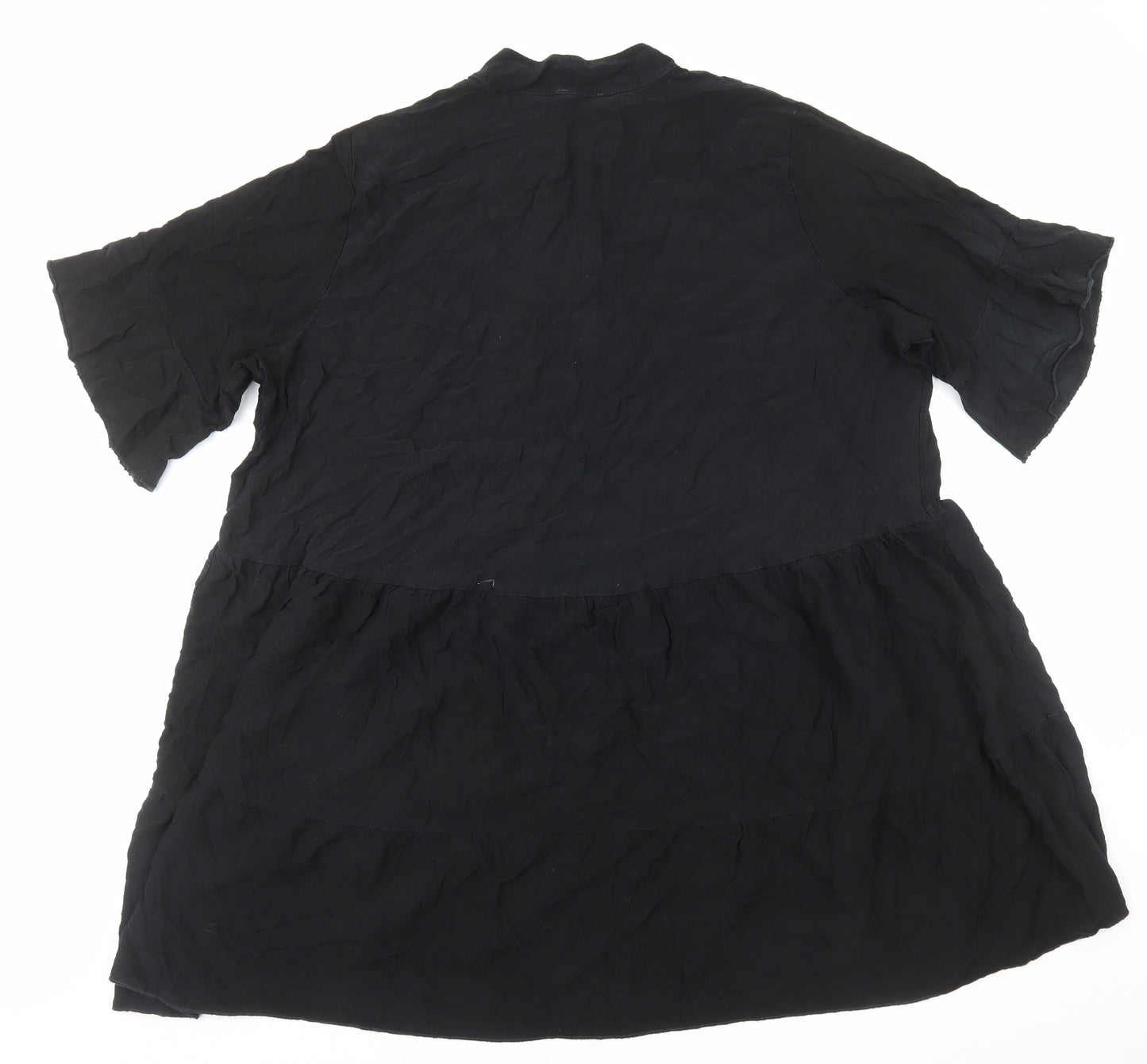 Preworn Womens Black Viscose T-Shirt Dress Size XL V-Neck Pullover