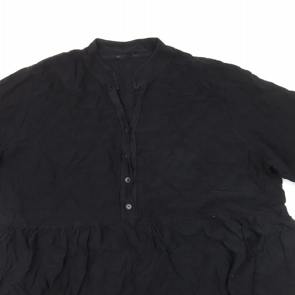 Preworn Womens Black Viscose T-Shirt Dress Size XL V-Neck Pullover