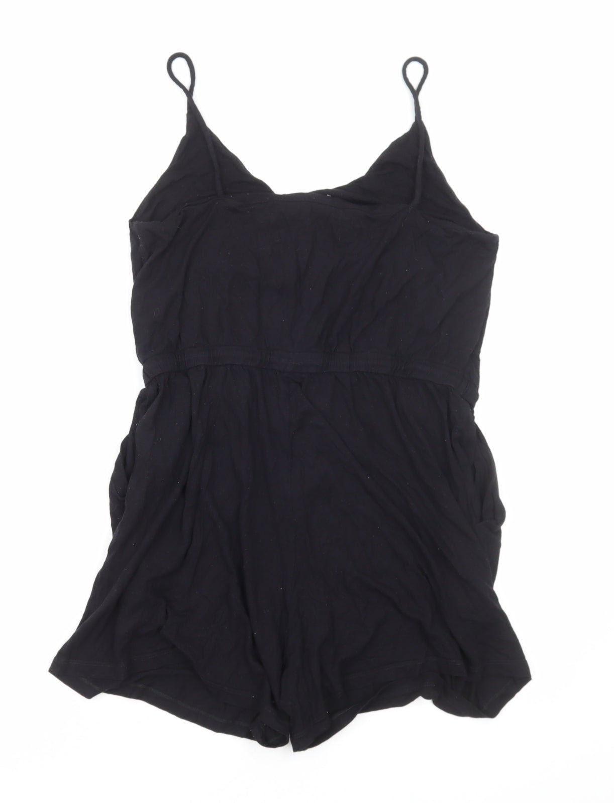 H&M Womens Black Viscose Playsuit One-Piece Size M Pullover