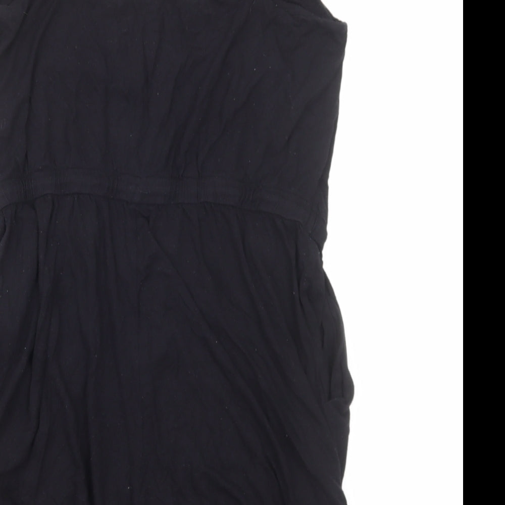 H&M Womens Black Viscose Playsuit One-Piece Size M Pullover