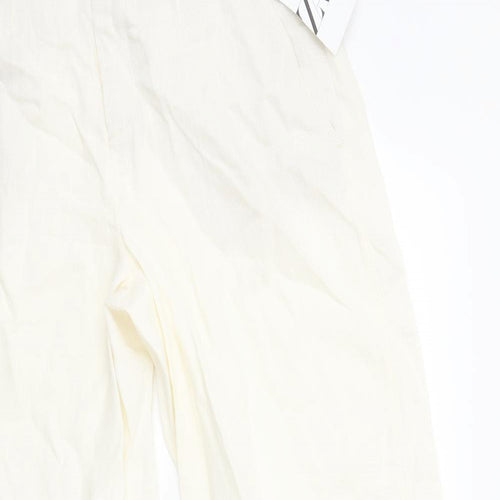 Zara Womens White Linen Trousers Size L Regular Zip
