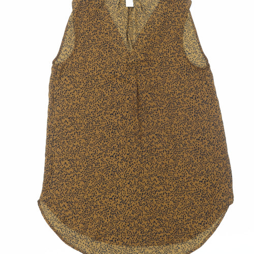 H&M Womens Brown Geometric Polyester Basic Blouse Size 10 V-Neck
