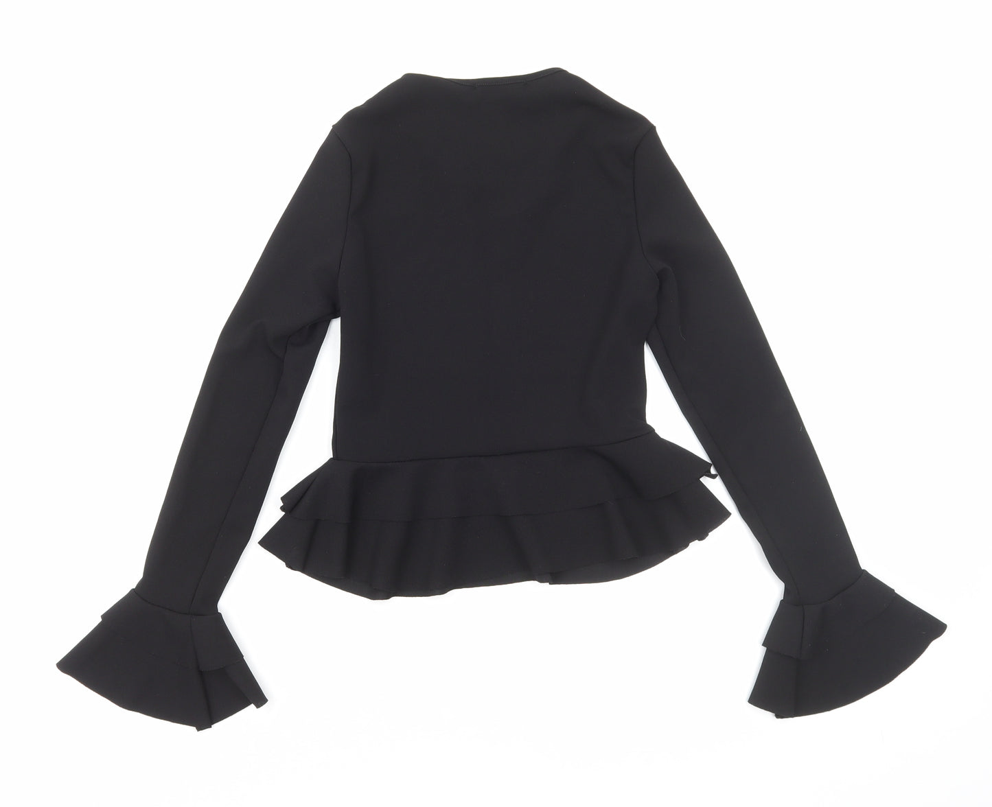 Stylewise Womens Black Polyester Basic T-Shirt Size 8 Round Neck