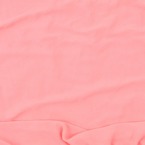 Preworn Womens Pink Polyester Basic Blouse Size 14 Round Neck
