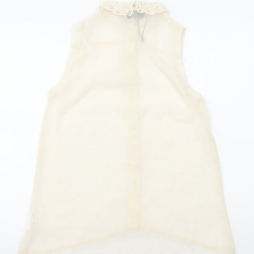 AX Paris Womens Ivory Polyester Basic Button-Up Size 10 Collared
