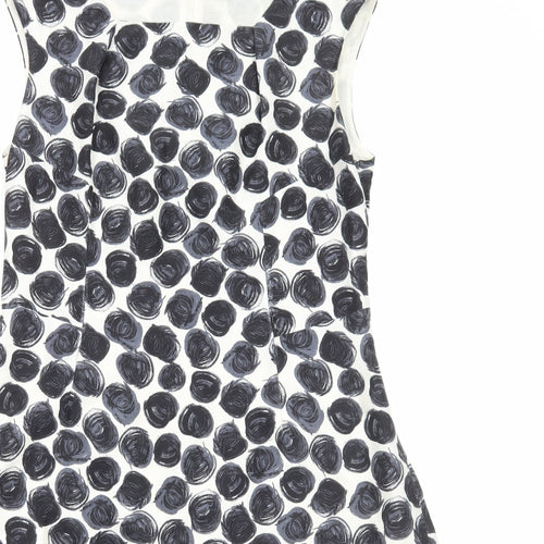 L.K. Bennett Womens Multicoloured Floral Polyester A-Line Size 16 Square Neck Zip