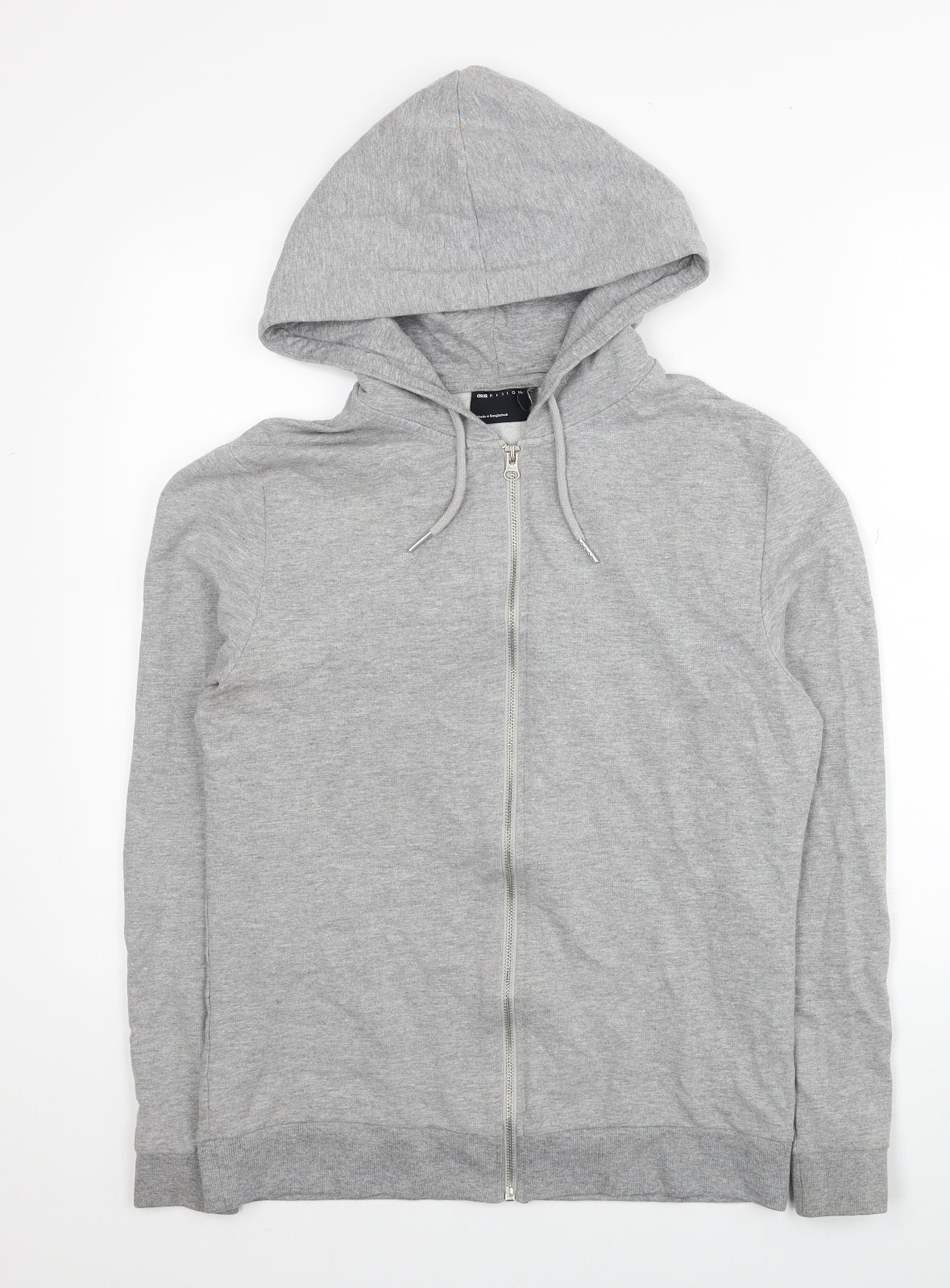 ASOS Mens Grey Cotton Full Zip Hoodie Size S