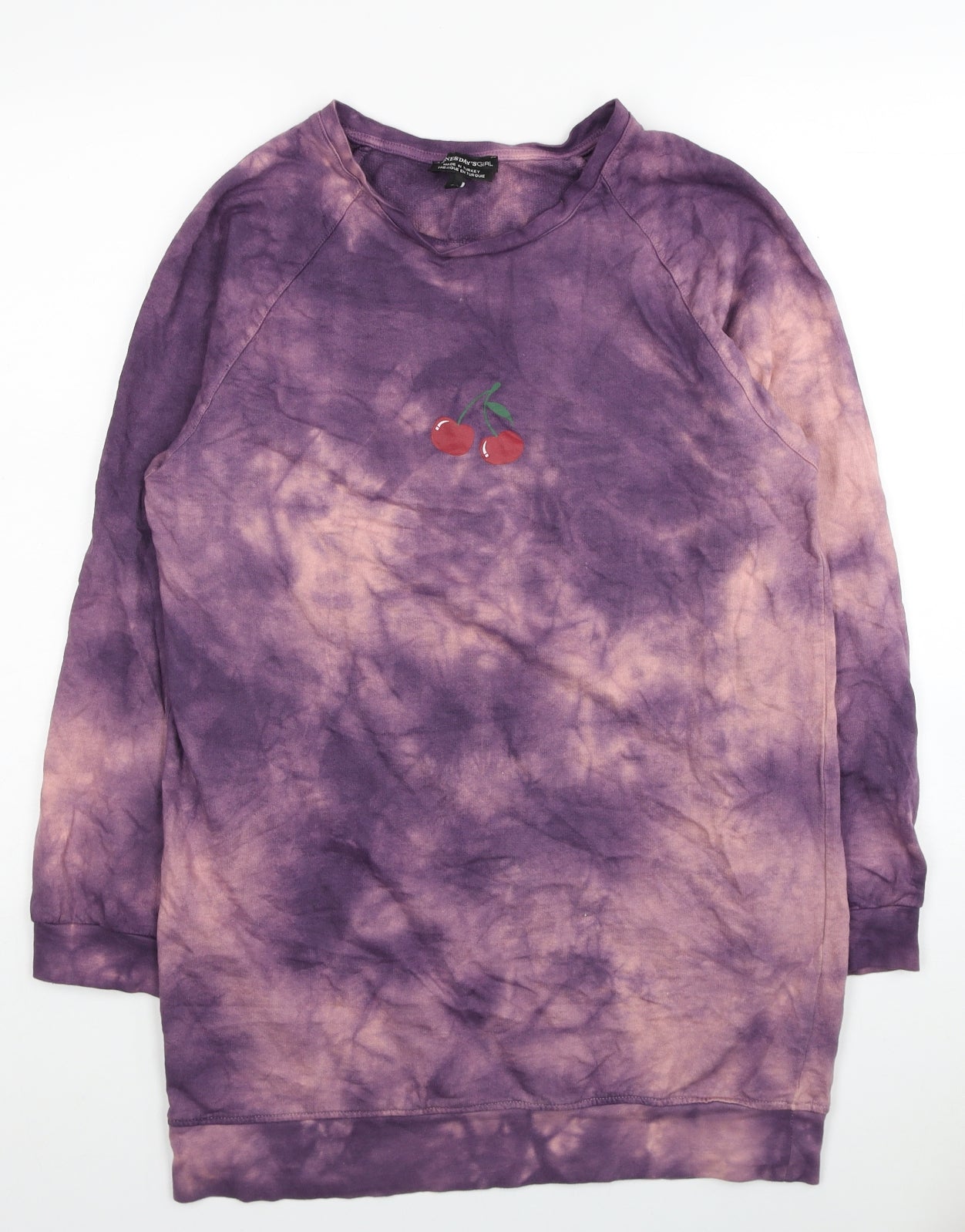 Wednesday's Girl Womens Multicoloured Geometric Cotton Pullover Sweatshirt Size S Pullover - Cherry Tie Dye