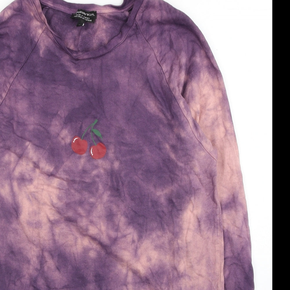 Wednesday's Girl Womens Multicoloured Geometric Cotton Pullover Sweatshirt Size S Pullover - Cherry Tie Dye