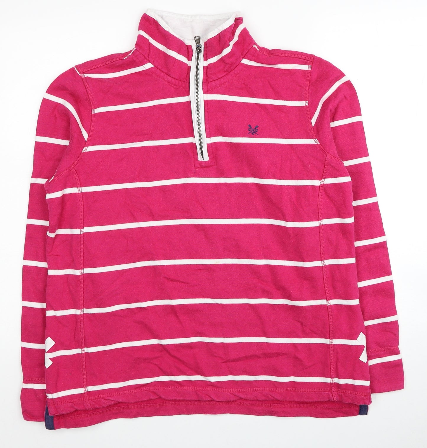 Crew Clothing Womens Pink Striped Cotton Pullover Sweatshirt Size 14 Pullover