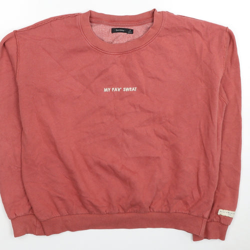 Bershka Womens Red Cotton Pullover Sweatshirt Size M Pullover - My Fav' Sweat
