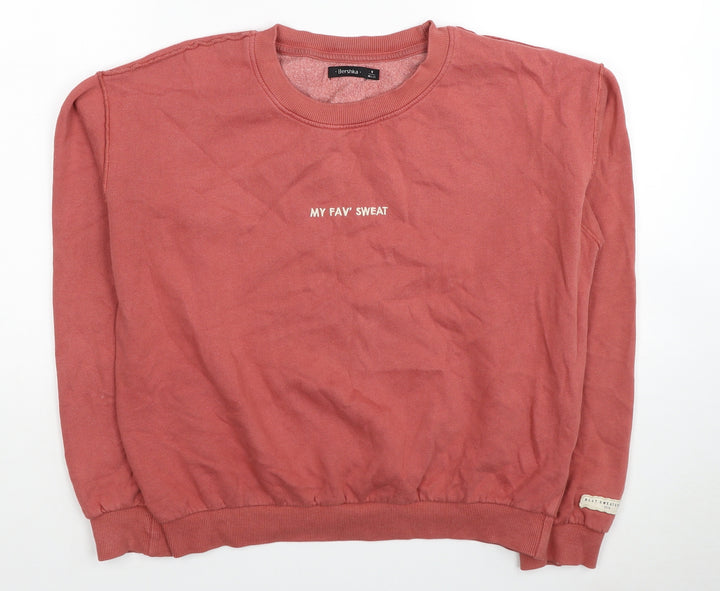 Bershka Womens Red Cotton Pullover Sweatshirt Size M Pullover - My Fav' Sweat