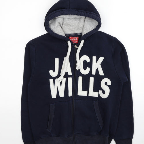Jack Wills Mens Blue Cotton Full Zip Hoodie Size XS