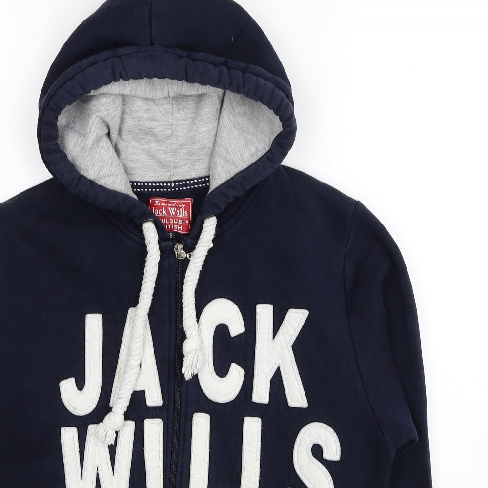 Jack Wills Mens Blue Cotton Full Zip Hoodie Size XS