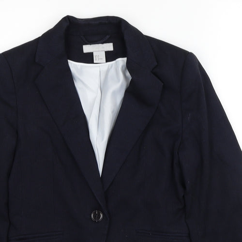 H&M Womens Blue Polyester Jacket Blazer Size 6