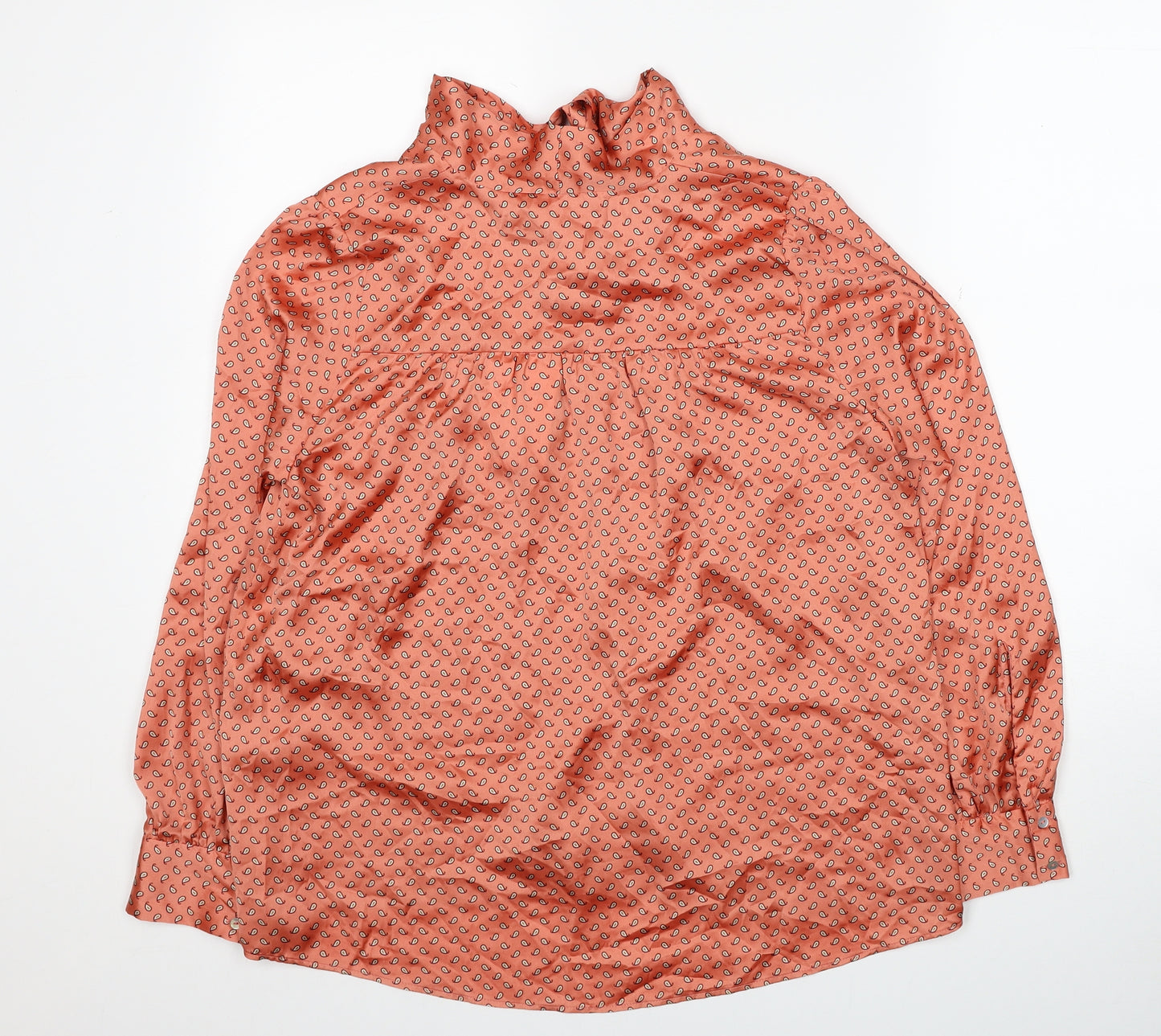 Zara Womens Orange Geometric Polyester Basic Blouse Size S V-Neck