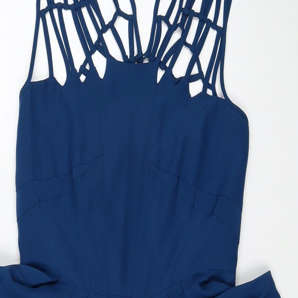 Whistles Womens Blue Silk Pencil Dress Size 10 V-Neck Zip
