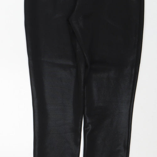 Papaya Womens Black Polyester Trousers Size 8 Regular - Wet look