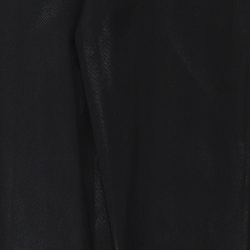 Papaya Womens Black Polyester Trousers Size 8 Regular - Wet look