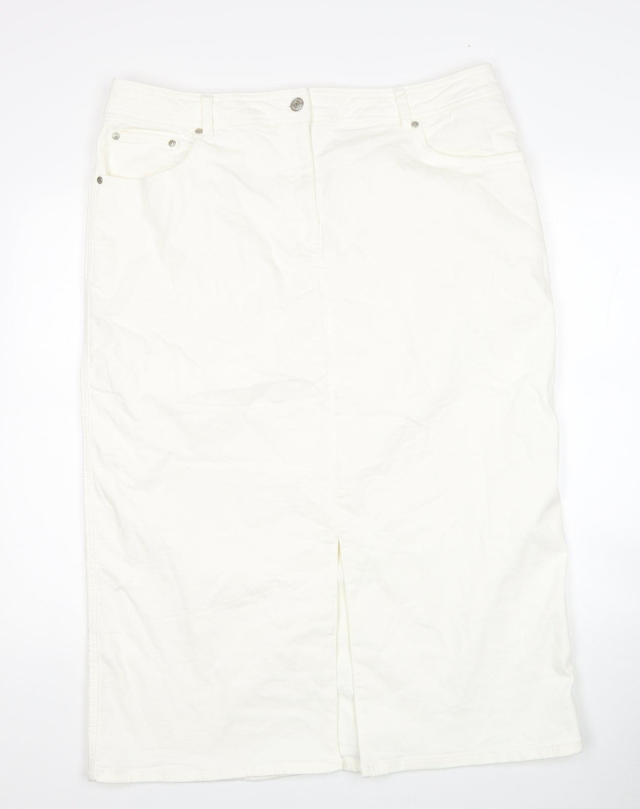 Autograph Womens White Cotton Straight & Pencil Skirt Size 20 Zip