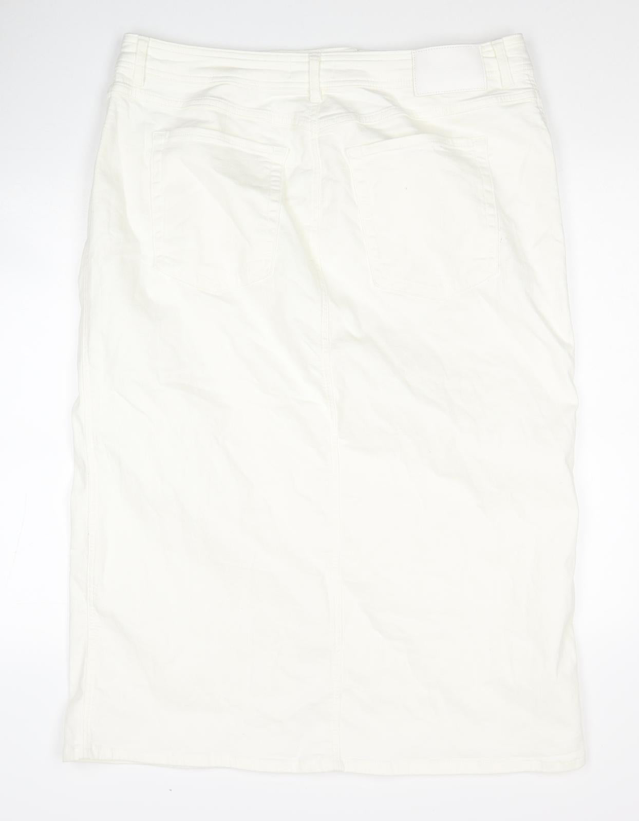 Autograph Womens White Cotton Straight & Pencil Skirt Size 20 Zip