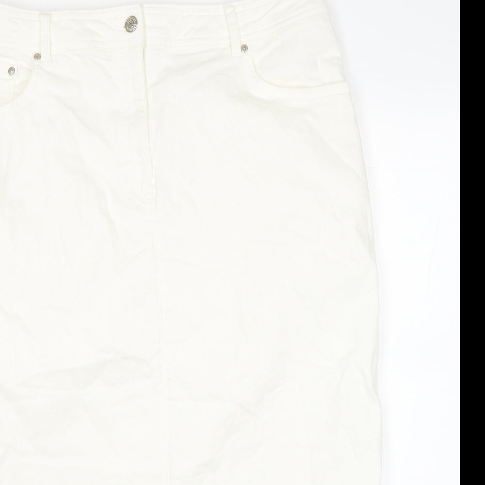 Autograph Womens White Cotton Straight & Pencil Skirt Size 20 Zip