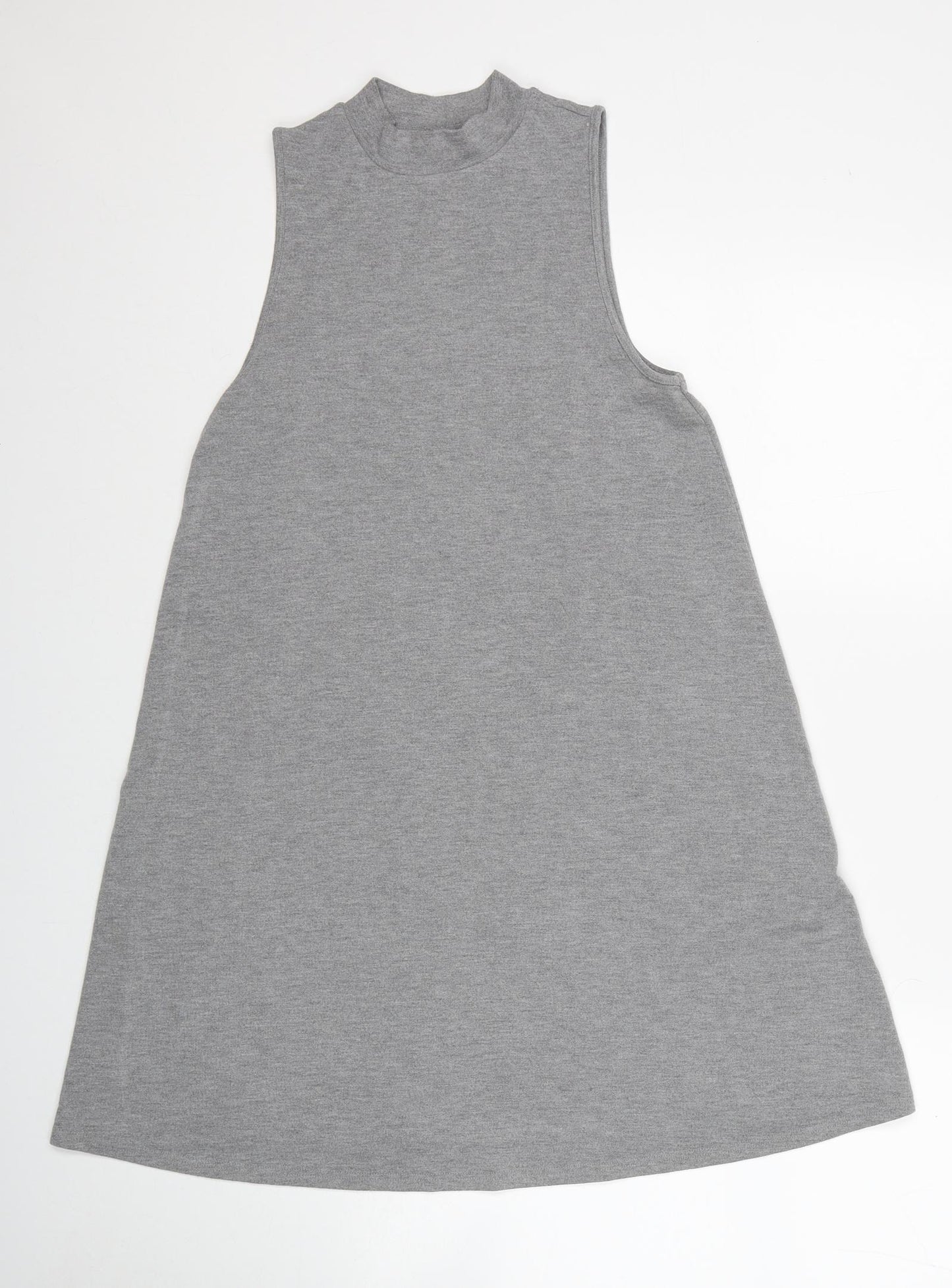 Topshop Womens Grey Polyester Tank Dress Size 8 Mock Neck Pullover