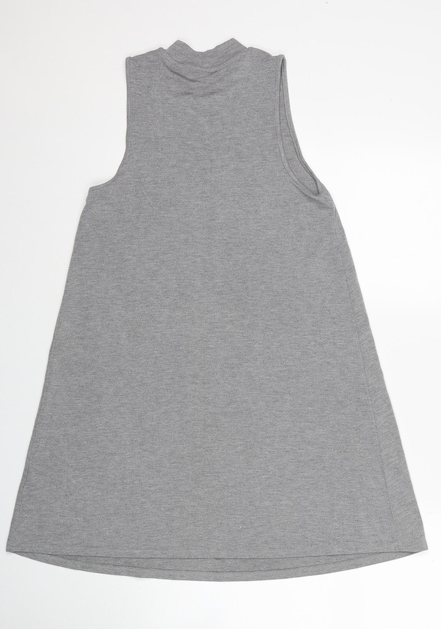 Topshop Womens Grey Polyester Tank Dress Size 8 Mock Neck Pullover