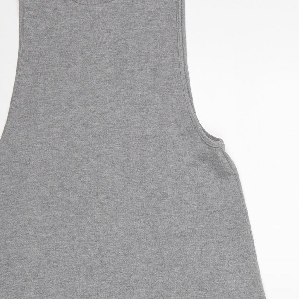 Topshop Womens Grey Polyester Tank Dress Size 8 Mock Neck Pullover