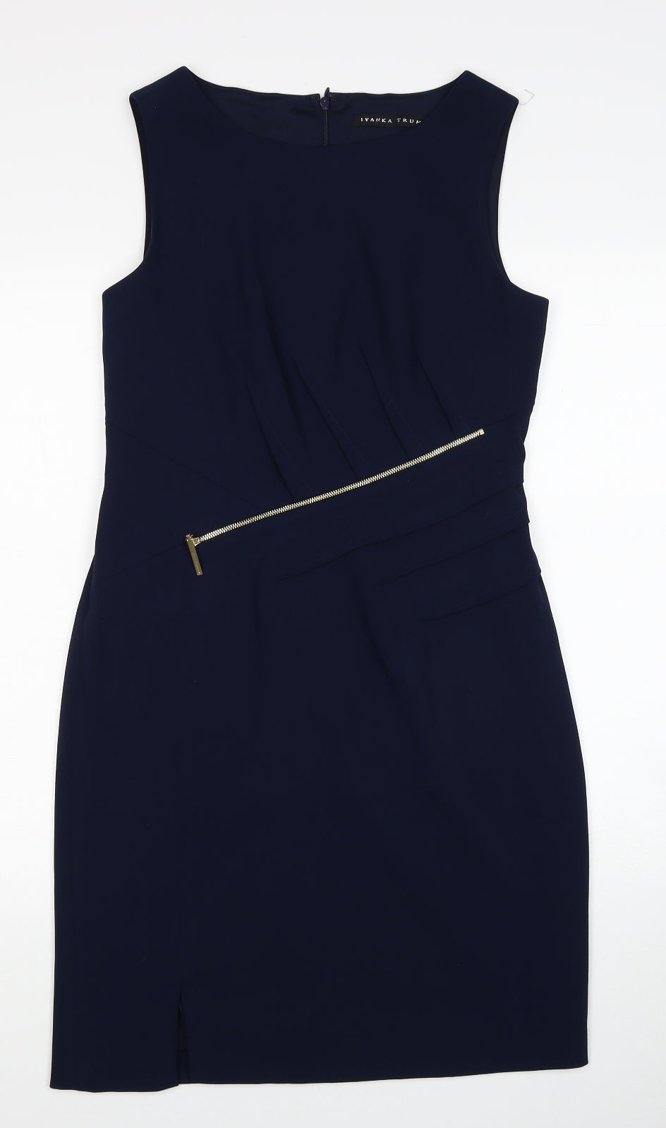 Ivanka Trump Womens Blue Polyester Pencil Dress Size 6 Boat Neck Zip