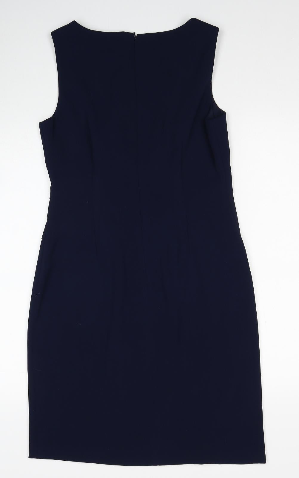 Ivanka Trump Womens Blue Polyester Pencil Dress Size 6 Boat Neck Zip