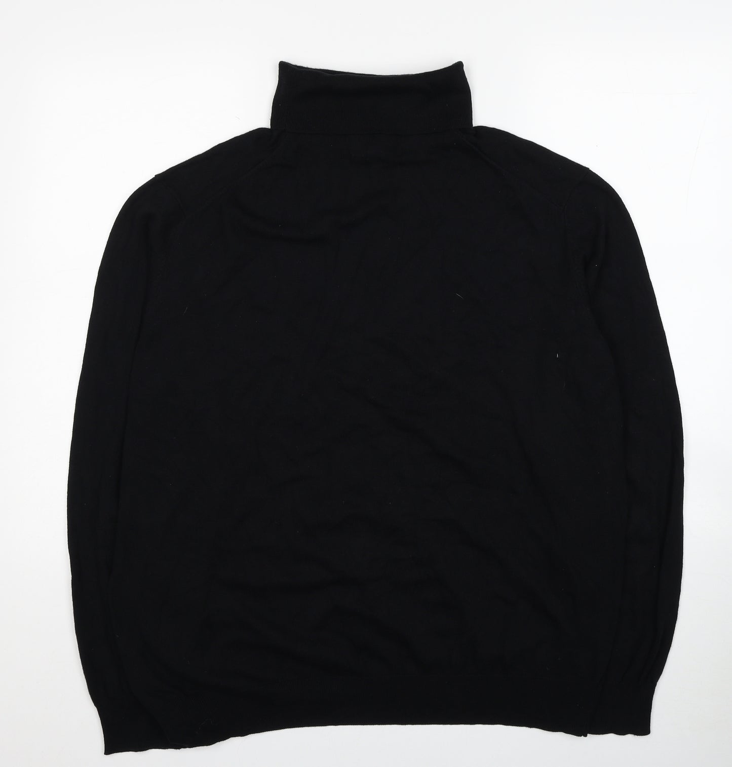 Marks and Spencer Mens Black Roll Neck Cotton Pullover Jumper Size 2XL