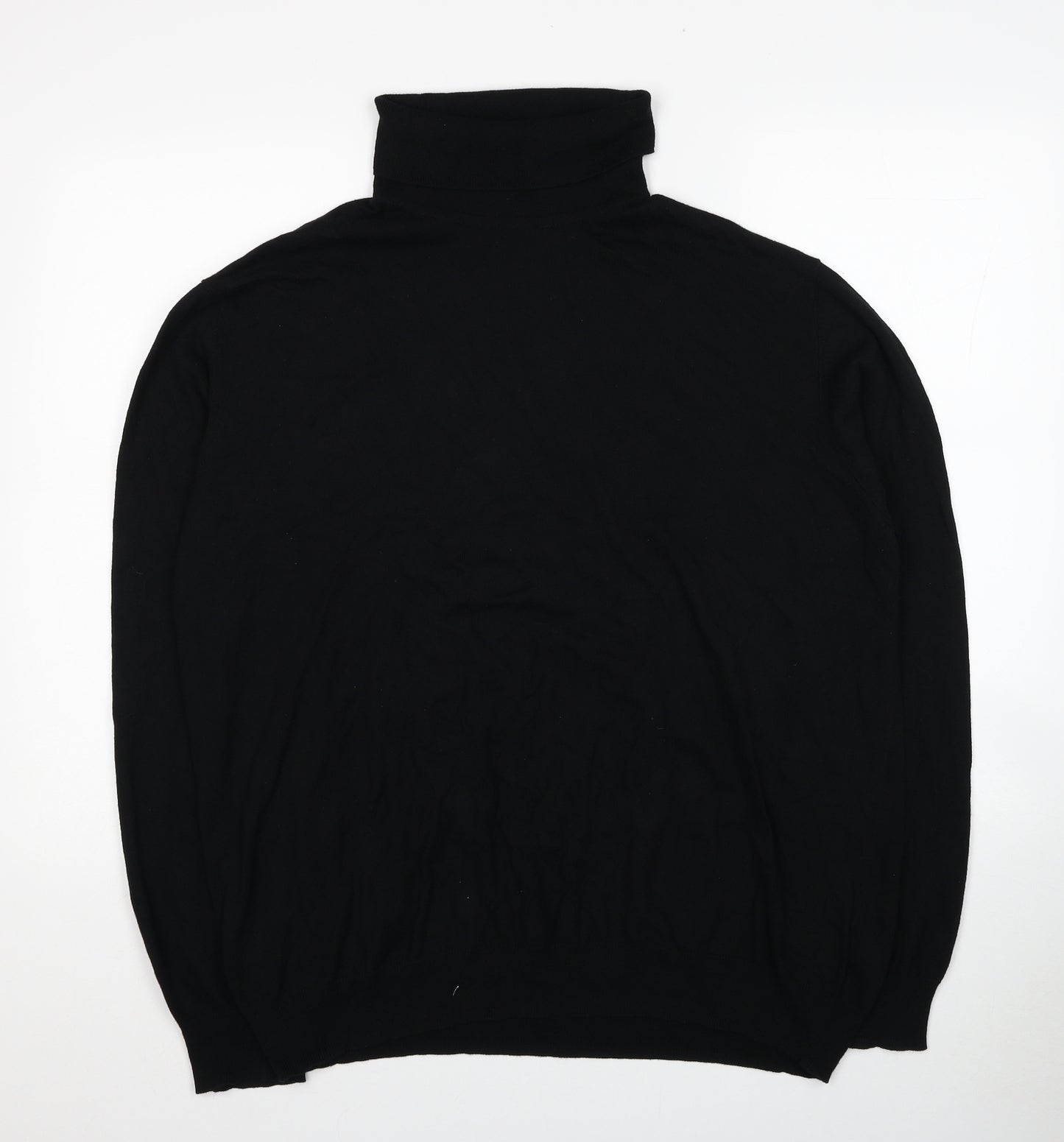 Marks and Spencer Mens Black Roll Neck Cotton Pullover Jumper Size 2XL