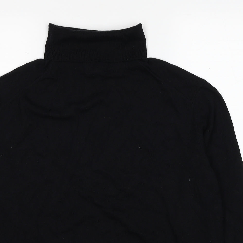 Marks and Spencer Mens Black Roll Neck Cotton Pullover Jumper Size 2XL