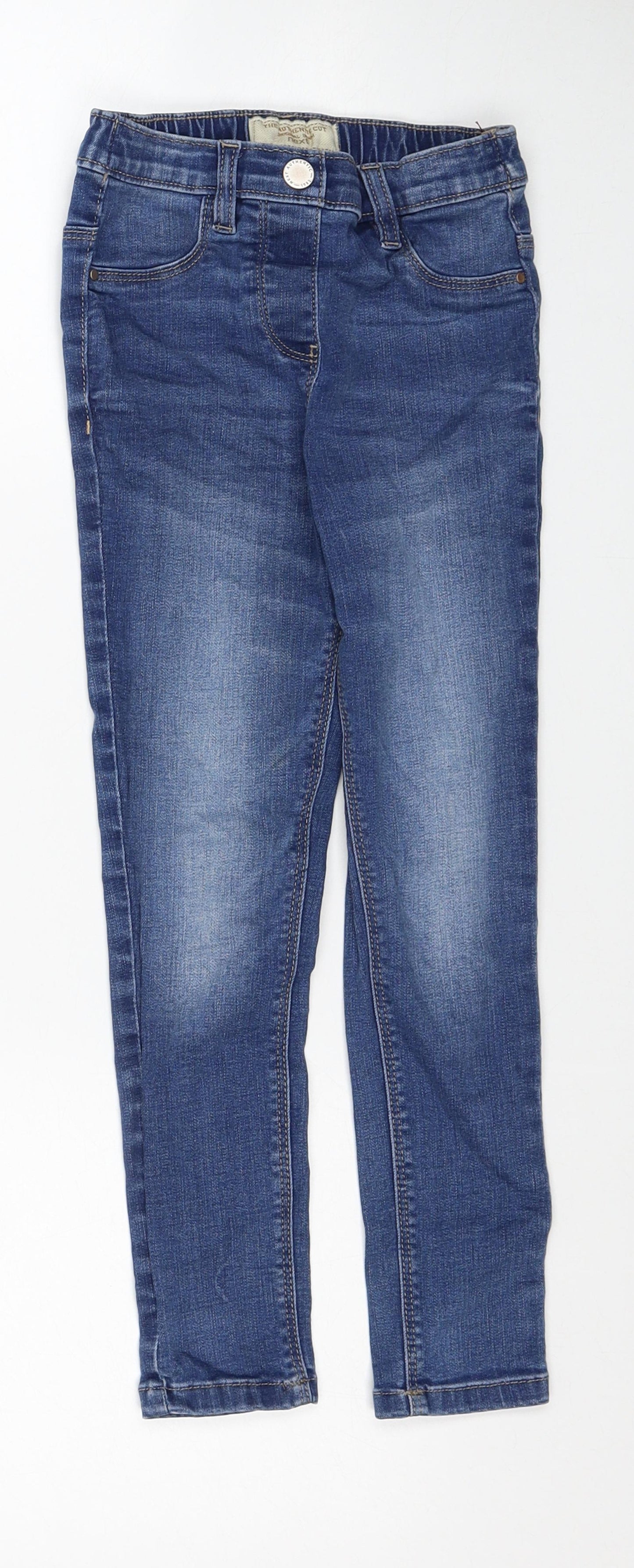 NEXT Girls Blue Cotton Skinny Jeans Size 7 Years Regular Pullover