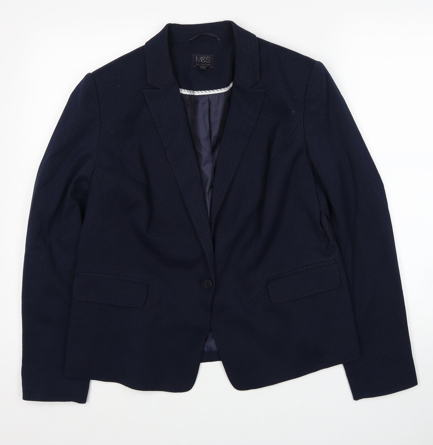 Marks and Spencer Womens Blue Jacket Blazer Size 16 Button